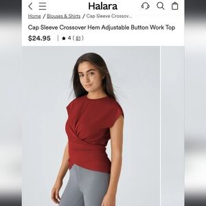 Halara Women's Red Cap Sleeve Crossover Top